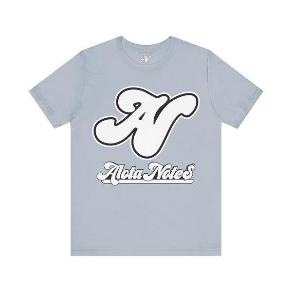 Alota Note$ Garmentry White Lettermark/Wordmark Combo Logo x Dollar Sign Icon Unisex Jersey Short Sleeve Tee