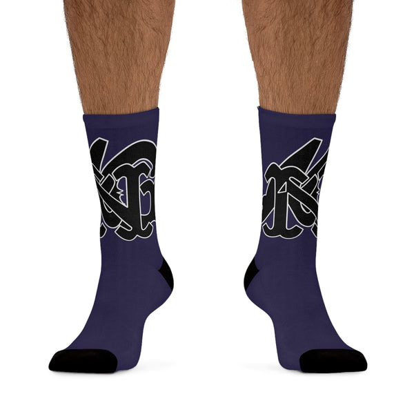 Alota Note$ Garmentry Monogram(Blk) DTG Socks-Ultraviolet