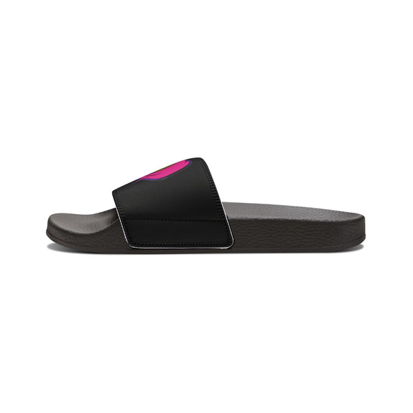 On Fleek Cosmetics Women's PU Slide Sandals-black/hot pink/purple