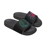 On Fleek Cosmetics Women's PU Slide Sandals-black/teal/deep pink