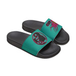 On Fleek Cosmetics Women's PU Slide Sandals-teal/teal/deep pink