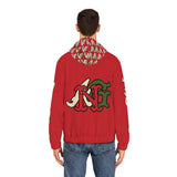 Alota Notes Garmentry 'ANG Monogram & Wordmark' Men's Full-Zip Hoodie (AOP) - DGMGR Red