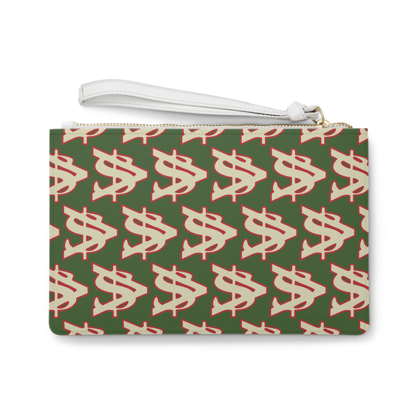 Alota Note$ Garmentry ‘>$’ Icon Pattern Clutch Bag - DGMGR Forest