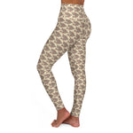 Alota Note$ Garmentry ‘>$’ Icon Pattern High Waisted Yoga Leggings (AOP) - DGMGR Oatmeal