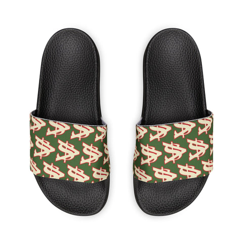 Alota Note$ Garmentry ‘>$’ Icon Pattern Men's Slide Sandals - DGMGR Forest