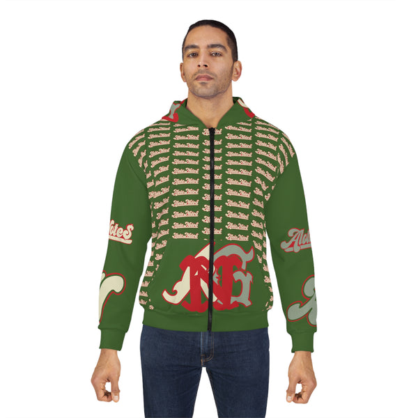 Alota Note$ Garmentry Unisex Zip Hoodie (AOP) - DGMGR Green