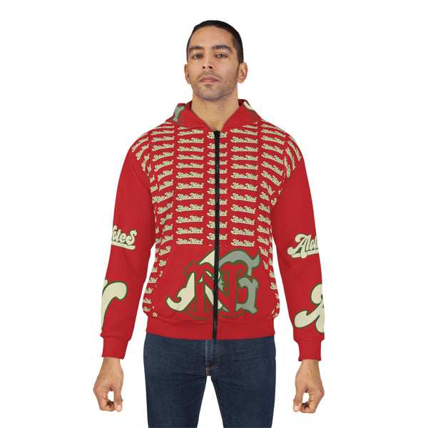 Alota Note$ Garmentry Unisex Zip Hoodie (AOP) - DGMGR Red