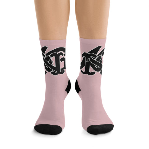 Alota Note$ Garmentry Monogram(Blk) DTG Socks-Baby Pink