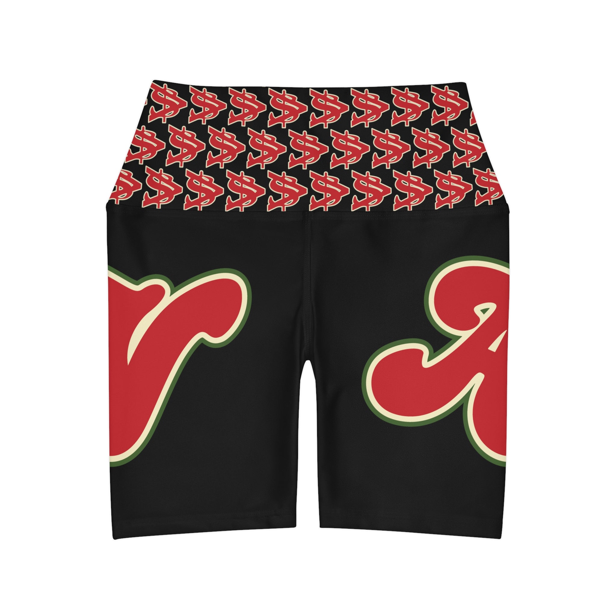 Alota Note$ Garmentry Lettermark & Icon Pattern High Waisted Yoga Shorts (AOP) - DGMGR 3