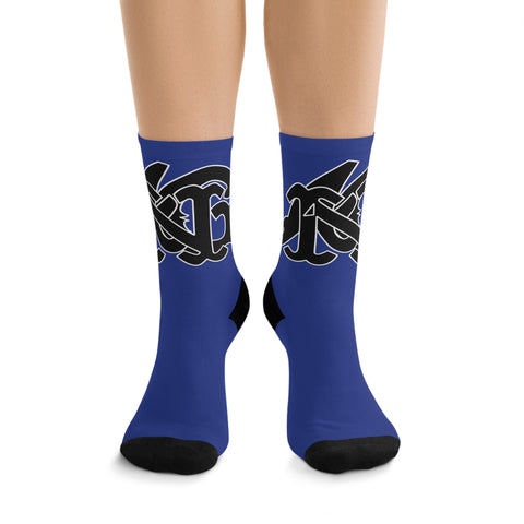 Alota Note$ Garmentry Monogram(Blk) DTG Socks-Dark Royal Blue