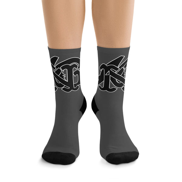 Alota Note$ Garmentry Monogram(Blk) DTG Socks-Charcoal