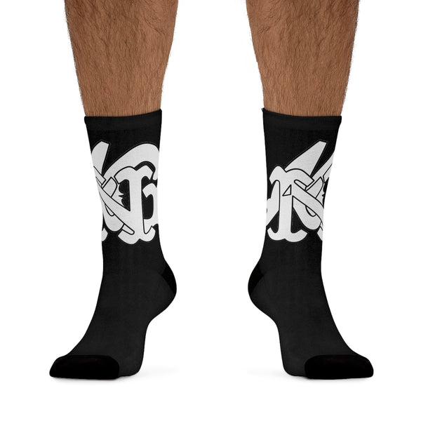 Alota Note$ Garmentry Monogram DTG Socks-Black