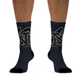 Alota Note$ Garmentry Monogram(Blk) DTG Socks-Navy