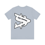 Alota Note$ Garmentry White Lettermark/Wordmark Combo Logo x Dollar Sign Icon Unisex Jersey Short Sleeve Tee