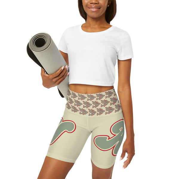 Alota Note$ Garmentry Lettermark & Icon Pattern High Waisted Yoga Shorts (AOP) - DGMGR 2