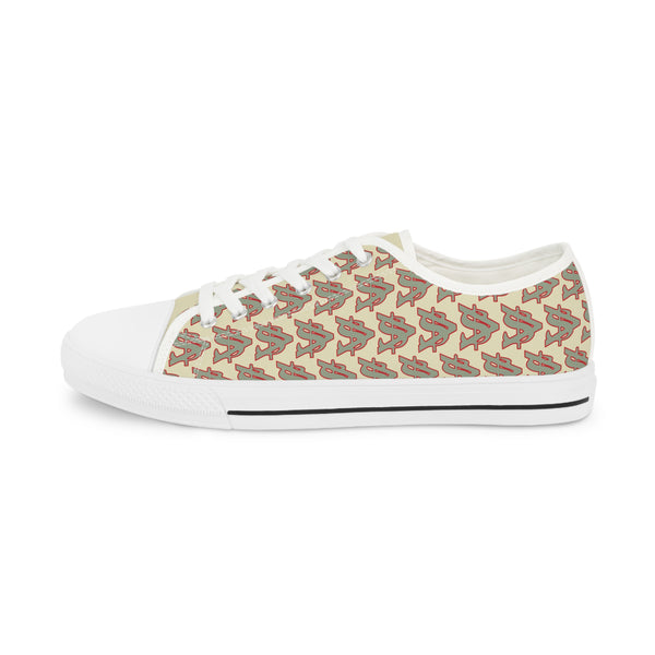 Alota Note$ Garmentry >$ Icon Pattern Men's Low Top Sneakers - DGMGR Oatmeal