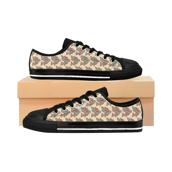 Alota Note$ Garmentry ‘>$’ Icon Pattern Men's Low Top Sneakers - DGMGR Oatmeal