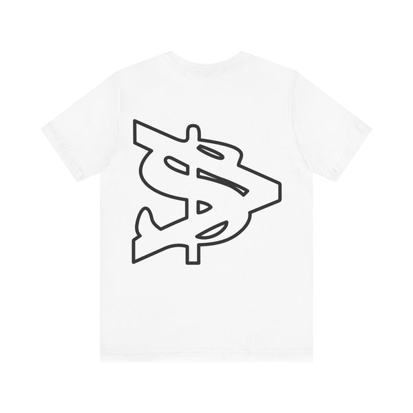 Alota Note$ Garmentry White Lettermark/Wordmark Combo Logo x Dollar Sign Icon Unisex Jersey Short Sleeve Tee