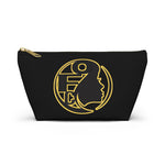 On Fleek Cosmetics Accessory Pouch w T-bottom w/ OFC Seal Logo - Black/Yellow