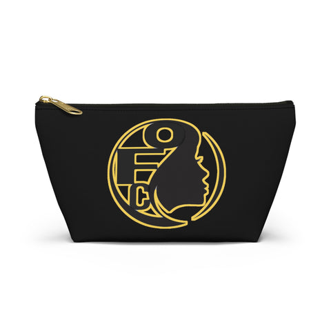 On Fleek Cosmetics Accessory Pouch w T-bottom w/ OFC Seal Logo - Black/Yellow