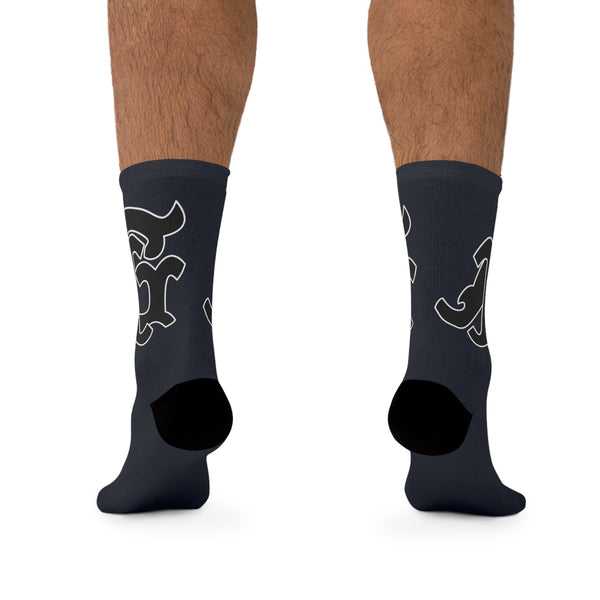 Alota Note$ Garmentry Monogram(Blk) DTG Socks-Navy