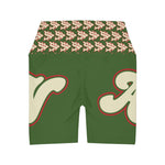 Alota Note$ Garmentry Lettermark & Icon Pattern High Waisted Yoga Shorts (AOP) - DGMGR Hunter