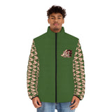 Puffer Jacket - Alota Note$ Icon Pattern Sleeve Men's Jacket - DGMGR Hunter