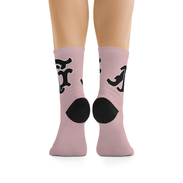 Alota Note$ Garmentry Monogram(Blk) DTG Socks-Baby Pink