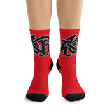 Alota Note$ Garmentry Monogram(Blk) DTG Socks-Fire Red