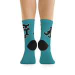 Alota Note$ Garmentry Monogram(Blk) DTG Socks-Turquoise