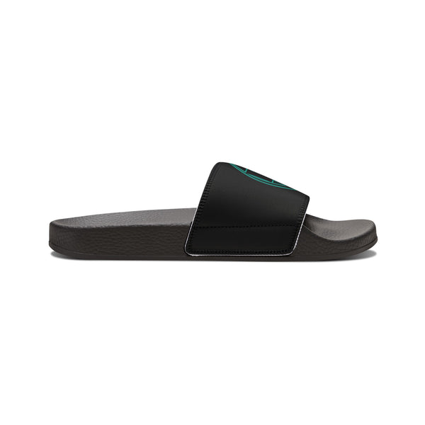 On Fleek Cosmetics Women's PU Slide Sandals-black/teal/deep pink