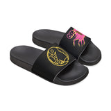 On Fleek Cosmetics Women's PU Slide Sandals-black/yellow