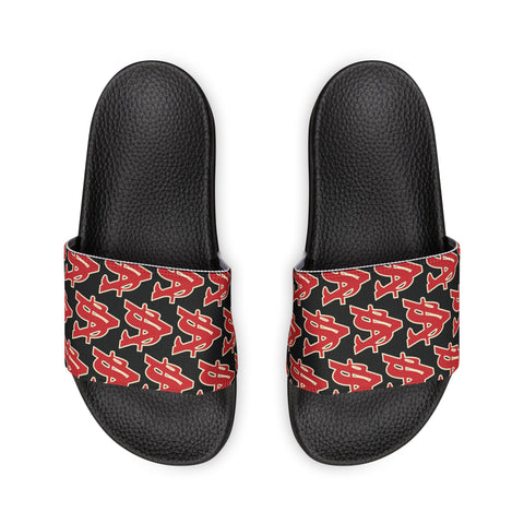 Alota Note$ Garmentry ‘>$’ Icon Pattern Men's Slide Sandals - DGMGR Black