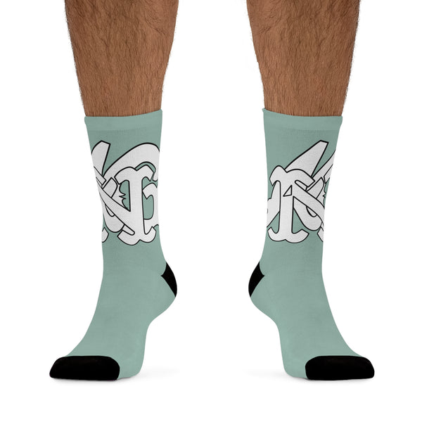 Alota Note$ Garmentry Monogram DTG Socks-Heather Prism Dusty Blue