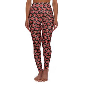 Alota Note$ Garmentry ‘>$’ Icon Pattern High Waisted Yoga Leggings (AOP) - DGMGR Black