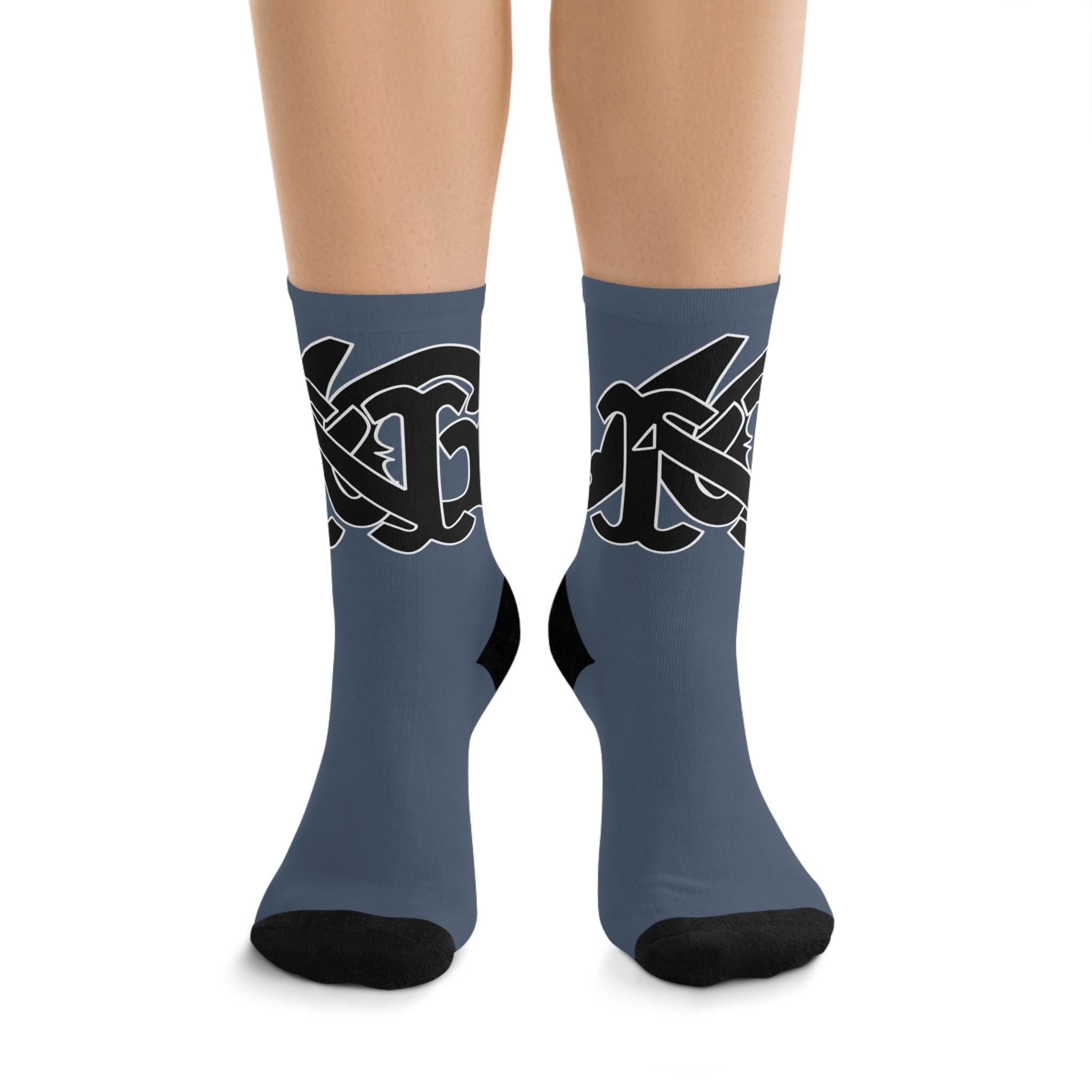 Alota Note$ Garmentry Monogram(Blk) DTG Socks-Bluegray