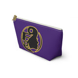 On Fleek Cosmetics Accessory Pouch w T-bottom w/ OFC Seal Logo - Purple/Yellow