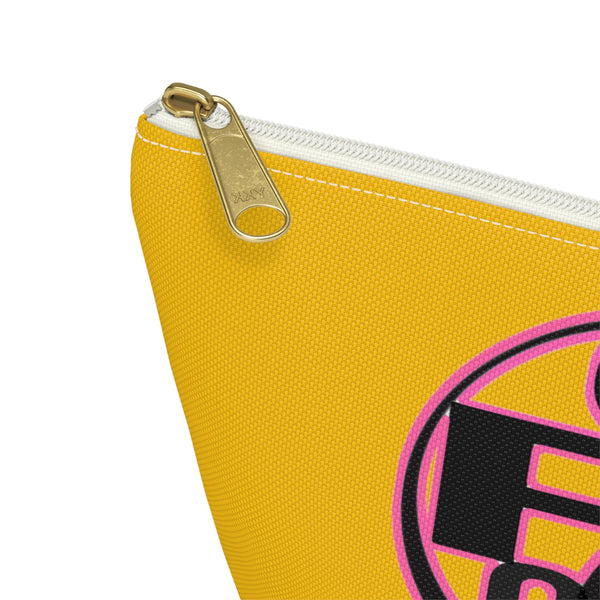 On Fleek Cosmetics Accessory Pouch w T-bottom - Yellow/Pink