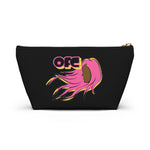 On Fleek Cosmetics Accessory Pouch w T-bottom w/ OFC Seal Logo - Black/Yellow