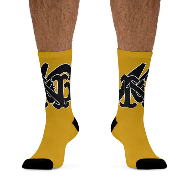 Alota Note$ Garmentry Monogram(Blk) DTG Socks-Pineapple