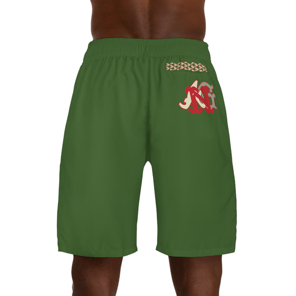 Alota Note$ Garmentry Men's Jogger Shorts (AOP) - DGMGR Forest Green