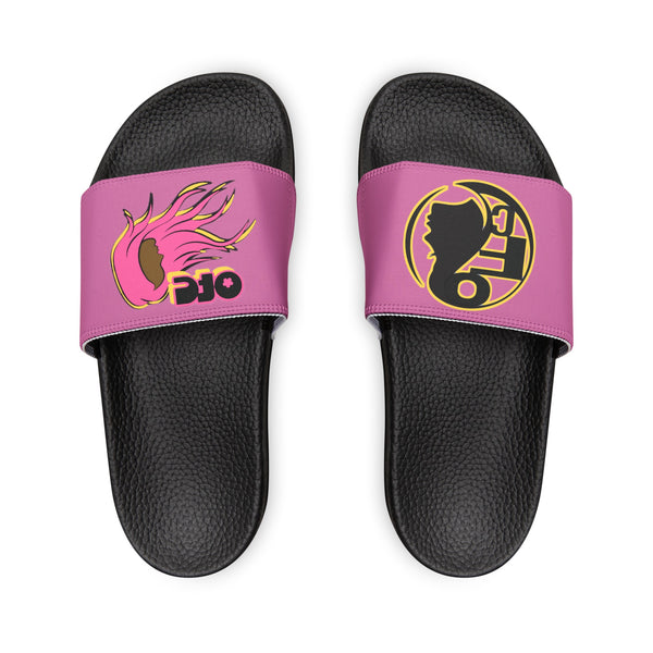 On Fleek Cosmetics Women's PU Slide Sandals-pink/yellow