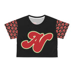 Alota Note$ Garmentry Lettermark/Monogram &  ‘>$’ Icon Pattern Sleeve Crop Tee (AOP) - DGMGR 3