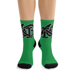 Alota Note$ Garmentry Monogram(Blk) DTG Socks-Kelly Green