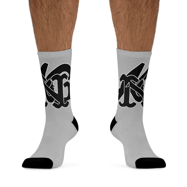 Alota Note$ Garmentry Monogram(Blk) DTG Socks-Ash