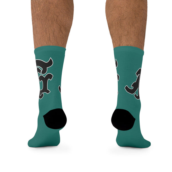 Alota Note$ Garmentry Monogram(Blk) DTG Socks-Jade