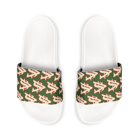 Alota Note$ Garmentry ‘>$’ Icon Pattern Women's Slide Sandals - DGMGR Forest