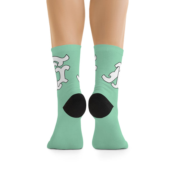 Alota Note$ Garmentry Monogram DTG Socks-Mint