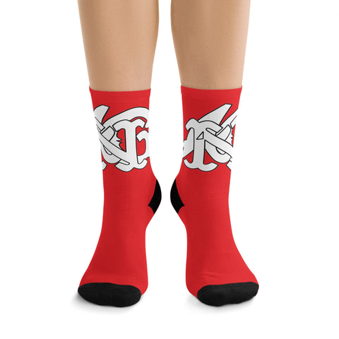 Alota Note$ Garmentry Monogram DTG Socks-Bright Red