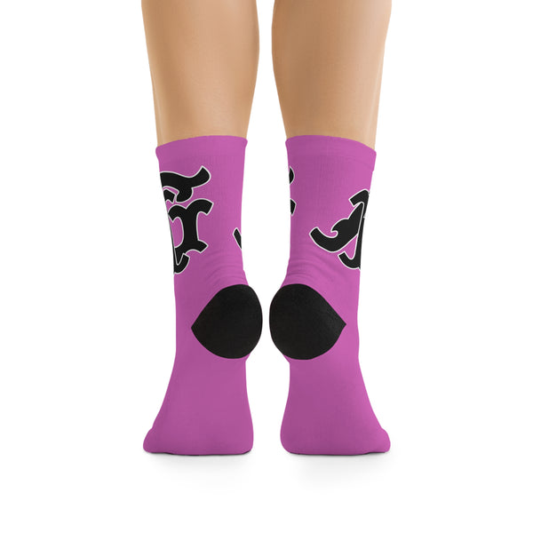 Alota Note$ Garmentry Monogram(Blk) DTG Socks-Pinky